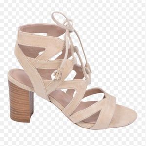 Brenda Zaro Suede Leather Block Heel Grecian Sandal Pink Size 6